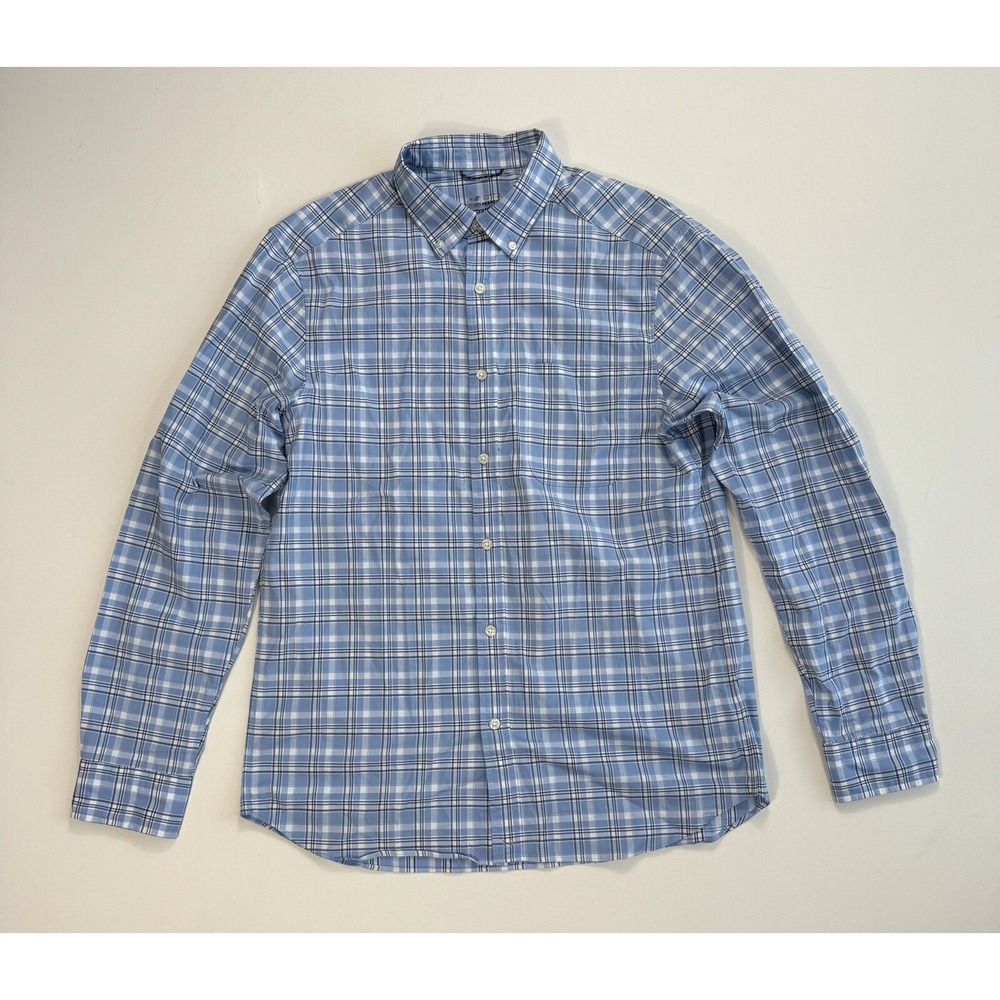 Vineyard Vines Medium Blue Plaid On-The-Go Performance Brrr Button Up Shirt Men